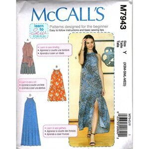 McCall's M7943 Misses XS to M Learn to Sew Easy Dresses Uncut Sewing Pattern